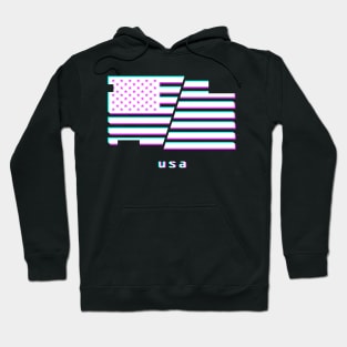 USA - Aesthetic Vaporwave Flag Hoodie